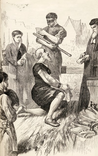 إدوارد سيمور على سقالة في انتظار إعدامه ، 1865 (نقش الخشب) بواسطة مدرسة اللغة الإنجليزية