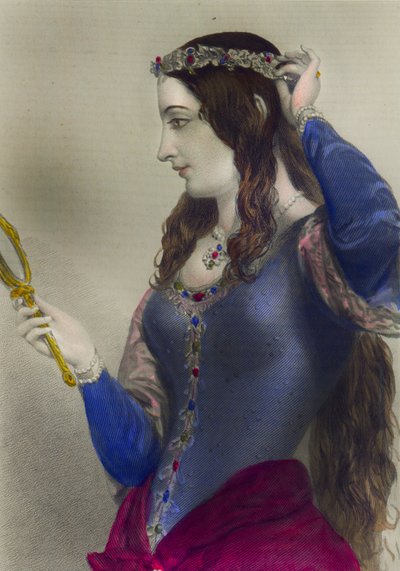 Eleanor of Provence ، Queen Consort of Henry Henry of of England ، طبع بواسطة Henry G. Bohn ، لندن ، 1856 (نقش الألوان) بواسطة مدرسة اللغة الإنجليزية