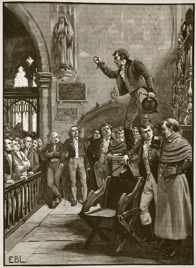 اجتماع انتخابي في أيرلندا ، 1825 ، رسم توضيحي من كاسيلس إيضحت تاريخ إنجلترا (صورة بني داكن) بواسطة مدرسة اللغة الإنجليزية