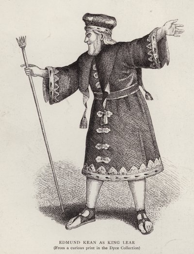 الممثل الإنجليزي إدموند كين في دور البطولة في مسرحية الملك لير لشكسبير (ليثو) بواسطة مدرسة اللغة الإنجليزية