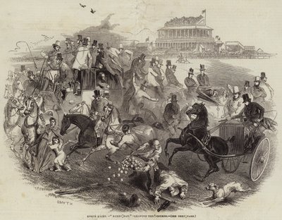Epsom Races, "Derby Day", leaving the Course (engraving) بواسطة مدرسة اللغة الإنجليزية
