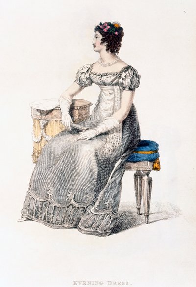فستان سهرة ، لوحة الموضة من Ackermanns Repository of Arts بواسطة مدرسة اللغة الإنجليزية