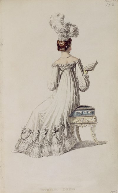 فستان سهرة ، لوحة الموضة من Ackermanns Repository of Arts بواسطة مدرسة اللغة الإنجليزية