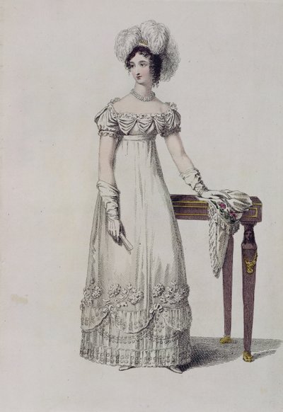 فستان سهرة ، لوحة الموضة من Ackermanns Repository of Arts بواسطة مدرسة اللغة الإنجليزية
