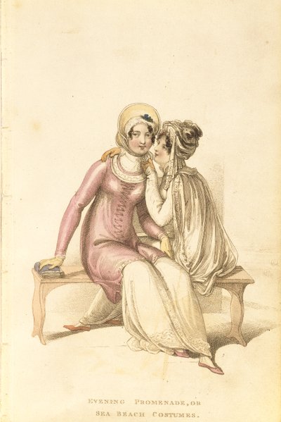 أزياء السهرة أو التنزه أو شواطئ البحر ، لوحة الموضة من Ackermanns Repository of Arts بواسطة مدرسة اللغة الإنجليزية