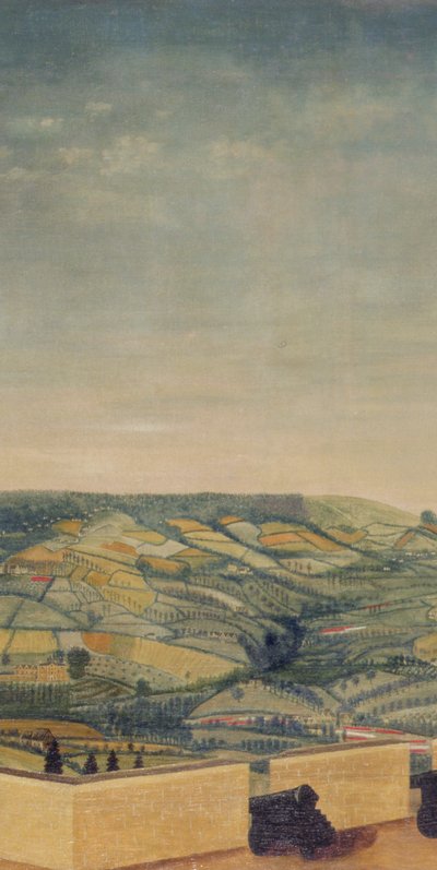 منظر طبيعي ممتد من حصن رودبورو ، حوالي عام 1764 (زيت على قماش) (تفاصيل 65821) بواسطة مدرسة اللغة الإنجليزية