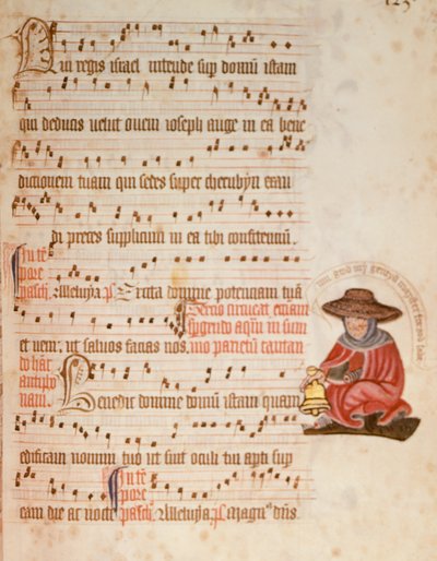 F.127 ورقة الموسيقى مع رسم لبرص ، حوالي 1400 (ورق) بواسطة مدرسة اللغة الإنجليزية