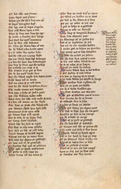 F98r من Ms New Coll 266 ، De confessio amantis بواسطة John Gower (قلم وحبر على رق) بواسطة مدرسة اللغة الإنجليزية