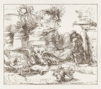 Facsimile of a Study by Leonardo da Vinci (engraving) بواسطة مدرسة اللغة الإنجليزية