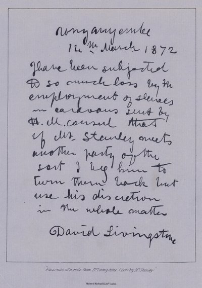 Facsimile of a note from D
