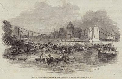 Fall of the Suspension Bridge, at New Yarmouth, on Friday, 2 May (engraving) بواسطة مدرسة اللغة الإنجليزية