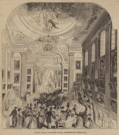 Fancy Fair, Painted Hall, Greenwich Hospital (engraving) بواسطة مدرسة اللغة الإنجليزية