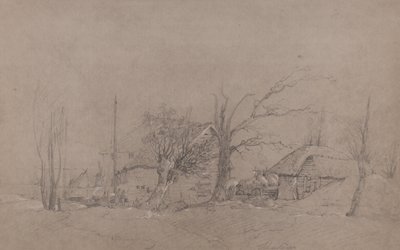 مباني المزرعة بواسطة بنك الأنهار ، c.1840 بواسطة مدرسة اللغة الإنجليزية