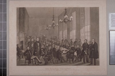 أول اجتماع رسامي ، بيت القهوة البريطاني في شارع كوكسبر ، 1839 بواسطة مدرسة اللغة الإنجليزية