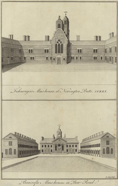 تجار السمك Almhouses ، Newington Butts and Bancrofts Almshouses ، Bow Road ، لندن بواسطة مدرسة اللغة الإنجليزية