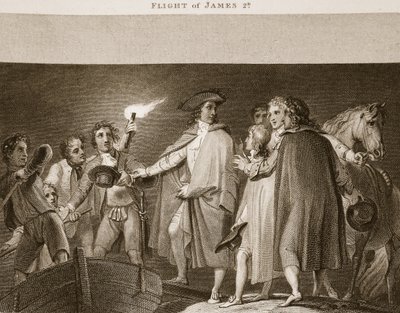 رحلة جيمس 2 ، توضيح من ديفيد هيوم تاريخ إنجلترا ، حانة. بقلم ر. بوير ، لندن ، 1812 بواسطة مدرسة اللغة الإنجليزية