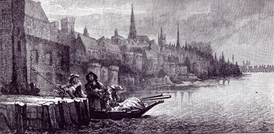 رحلة الملك جيمس في صباح يوم 11 ديسمبر 1688 ، من "وقت الفراغ" ، 1891 بواسطة مدرسة اللغة الإنجليزية