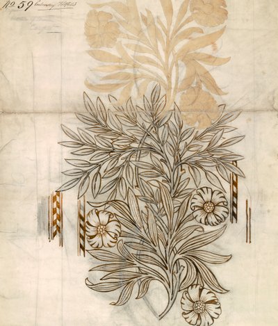 تصميم منسوجات الأزهار لموريس وشركاه (مرحاض وقلم رصاص على ورق) بواسطة مدرسة اللغة الإنجليزية