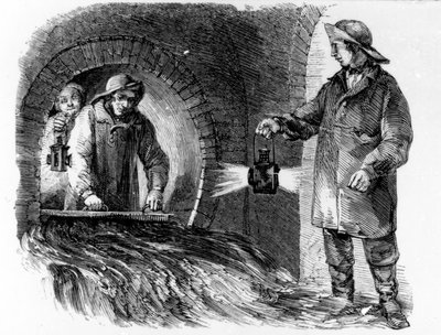 مسح المجاري ، رسم توضيحي من "London Labour and the London Poor" بقلم هنري مايهيو ، 1840s بواسطة مدرسة اللغة الإنجليزية