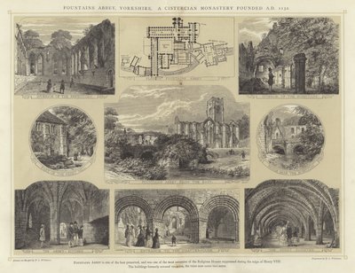 دير النوافير ، يوركشاير ، دير Cistercian أسس 1132 م بواسطة مدرسة اللغة الإنجليزية