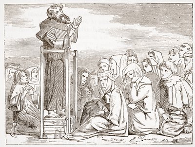 راعي الوعظ من منبر متحرك ، توضيح من تاريخ البروتستانتية بقلم جيمس أيتكين ويلي (1808-1890) ، حانة. 1878 بواسطة مدرسة اللغة الإنجليزية