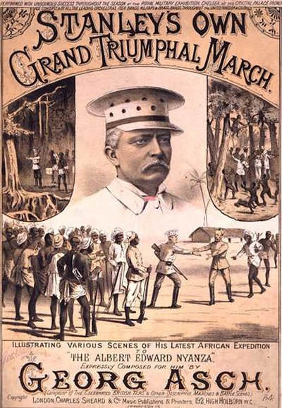 الغلاف الأمامي للنوتة الموسيقية لـ "Stanley's Own Grand Truphal March" ، من تأليف جورج آش (لون ليثو) بواسطة مدرسة اللغة الإنجليزية