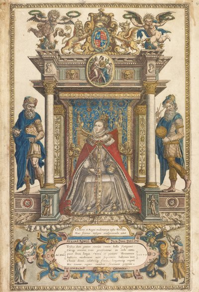 صورة لأطلس دول إنجلترا وويلز بقلم كريستوفر ساكسون ، لندن 1579 (نقش يدوي) بواسطة مدرسة اللغة الإنجليزية