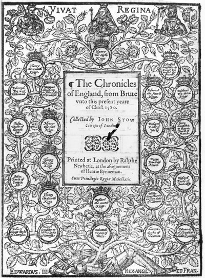 الجزء الأمامي من سجلات إنجلترا بواسطة جون ستو (c.1525-1605) ، 1580 بواسطة مدرسة اللغة الإنجليزية