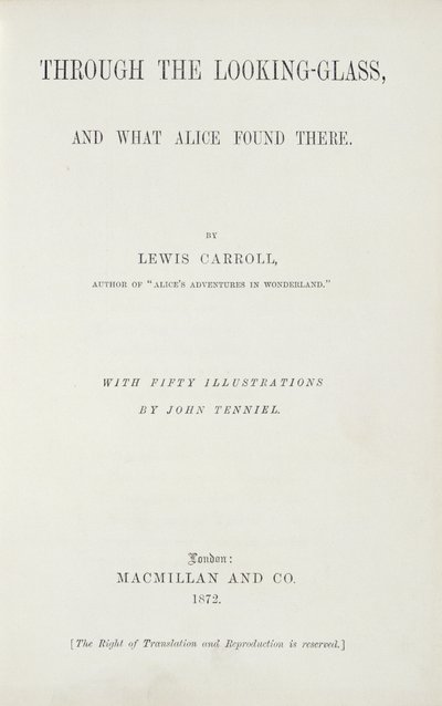 صورة لأليس من خلال المرآة - لويس كارول (1833-1898) ، نشر بواسطة ماكميلان ، 1872 بواسطة مدرسة اللغة الإنجليزية