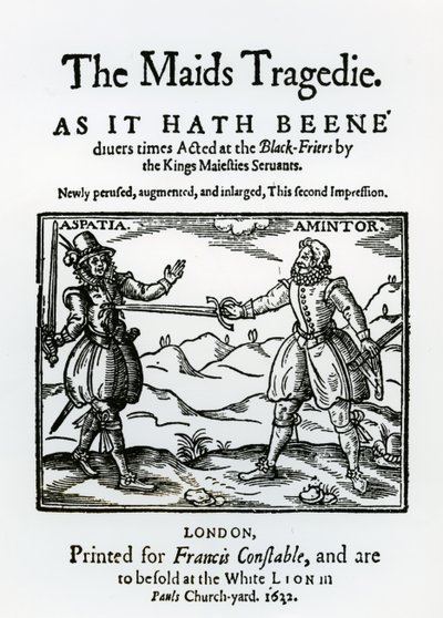 صورة في مواجهة مأساة الخادمات بقلم السير فرانسيس بومونت (1584-1616) وجون فليتشر (1579-1625) 1622 بواسطة مدرسة اللغة الإنجليزية