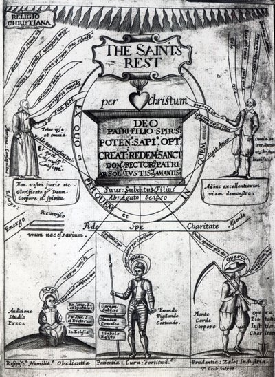 صورة للواجهة إلى The Saints Everlasting Rest بقلم ريتشارد باكستر ، طُبعت عام 1652 (طباعة) بواسطة مدرسة اللغة الإنجليزية