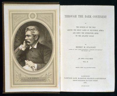 صورة لواجهة عبر القارة السوداء ، بقلم هنري م. ستانلي ، نُشر عام 1878 بواسطة مدرسة اللغة الإنجليزية