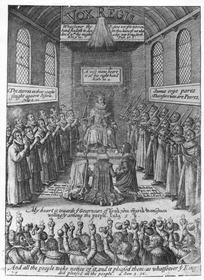 صورة من "Vox Regis" لتوماس سكوت ، c.1624 (النقش) بواسطة مدرسة اللغة الإنجليزية