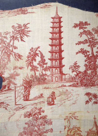 مشهد حديقة يشتمل على تصميم معبد بواسطة ويليام تشامبرز (1723-1796) (كتان وقطن مطبوع بلوحة) بواسطة مدرسة اللغة الإنجليزية