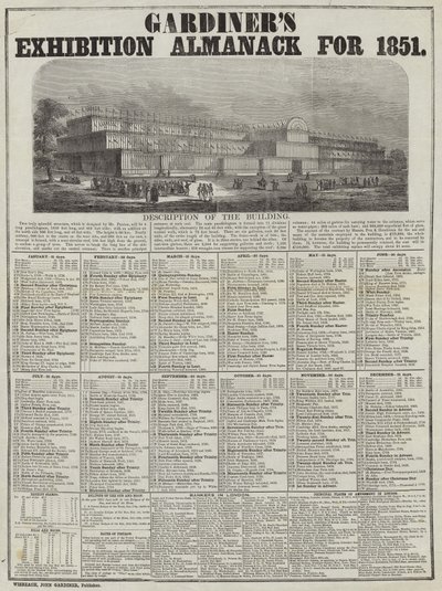معرض غاردينرز التقويم ل 1851 بواسطة مدرسة اللغة الإنجليزية