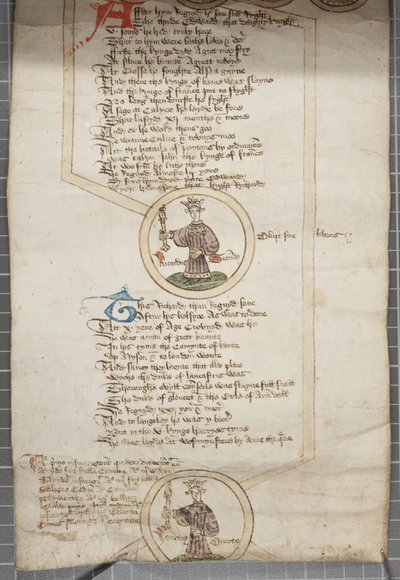 لفة الأنساب لملوك إنجلترا ، حوالي 1440-1479 (قلم وحبر على رق) بواسطة مدرسة اللغة الإنجليزية
