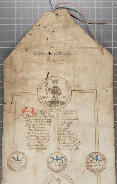 لفة الأنساب لملوك إنجلترا ، حوالي 1440-1479 (قلم وحبر على رق) بواسطة مدرسة اللغة الإنجليزية