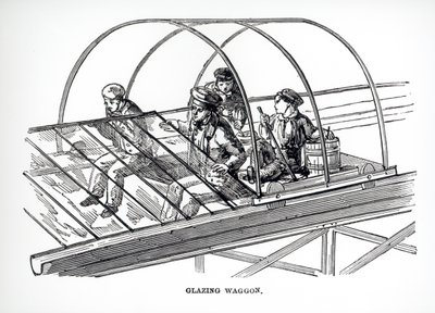 عربة التزجيج المستخدمة في Paxtons Crystal Palace ، 1850 بواسطة مدرسة اللغة الإنجليزية