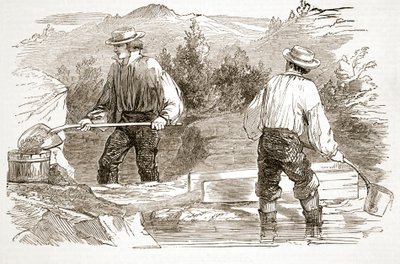 غسل الذهب في الحفر ، من أخبار لندن المصورة ، 1849 بواسطة مدرسة اللغة الإنجليزية
