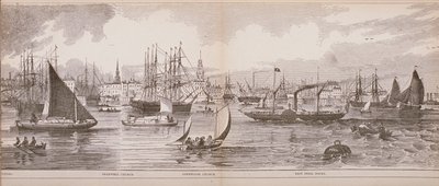 Grand Panorama of London ، من نهر التايمز الذي يتجه نحو شادويل ، Docks and Limehouse في شرق الهند ، 1849 (نقش الخشب) بواسطة مدرسة اللغة الإنجليزية