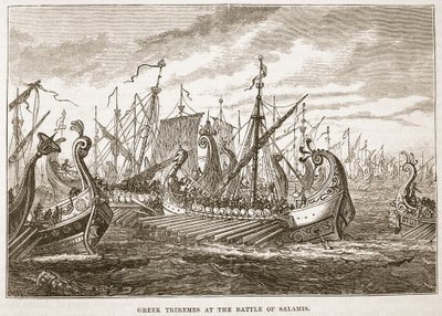 Triremes اليونانية في معركة سلاميس بواسطة مدرسة اللغة الإنجليزية