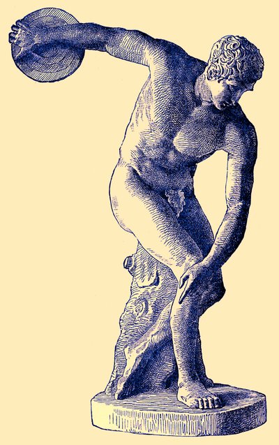 رياضي يوناني يلقى رمي القرص ، رسم توضيحي من Cassells Illustrated History History بواسطة إدوارد أولييه ، 1890 (صورة محسنة رقميًا) بواسطة مدرسة اللغة الإنجليزية