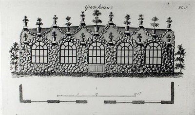 البيت الأخضر ، من "Grotesque Architecture أو Rural Amusement" بواسطة William Wrighte ، نُشر عام 1825 (نقش) (صورة b / w) بواسطة مدرسة اللغة الإنجليزية