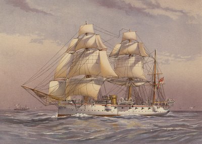HMS Calliope، طراد من الدرجة 3 (مطبوعة حجرية ملونة) بواسطة مدرسة اللغة الإنجليزية