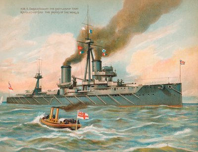 HMS Dreadnought ، سفينة حربية بريطانية أحدثت ثورة في القوة البحرية (Chromolitho) بواسطة مدرسة اللغة الإنجليزية