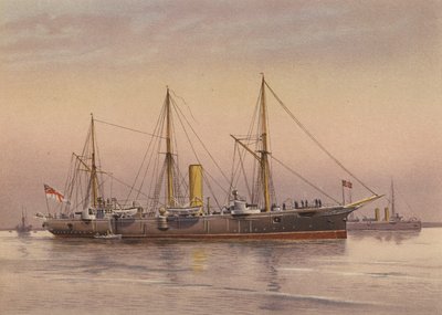 سفينة HMS Mohawk، طراد من الدرجة الثالثة (طباعة حجرية ملونة) بواسطة مدرسة اللغة الإنجليزية