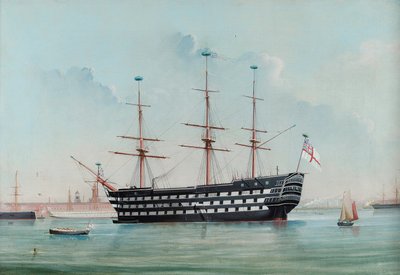 انتصار HMS في ميناء بورتسموث ، c.1860 بواسطة مدرسة اللغة الإنجليزية
