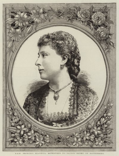 H R H Princess Beatrice, Betrothed to Prince Henry of Battenberg (engraving) بواسطة مدرسة اللغة الإنجليزية