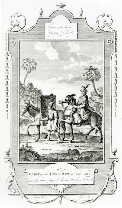 موطن الفرسان في البربري ، صورة مأخوذة من Moores Voyages and Travels ، بواسطة مدرسة اللغة الإنجليزية