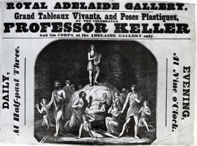 إعلان Handbill "البروفيسور كيلر جراند تابلو فيفانتس" ، c.1846 (ليثو) بواسطة مدرسة اللغة الإنجليزية